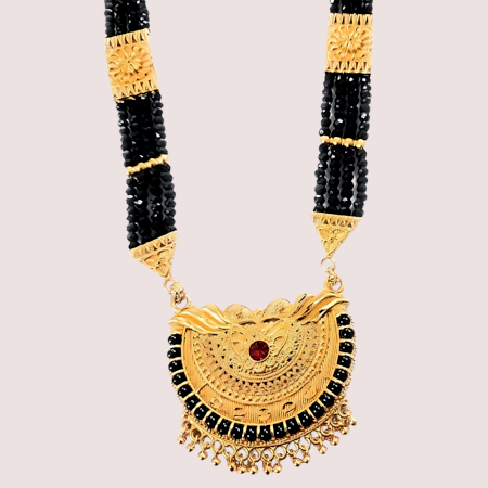 Handmade Brass Alloy Uttarakhandi Black Beaded Mangalsutra